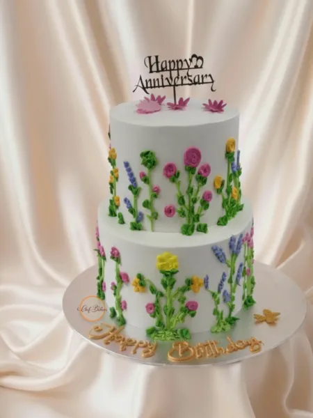 Two Tier Floral Cake
