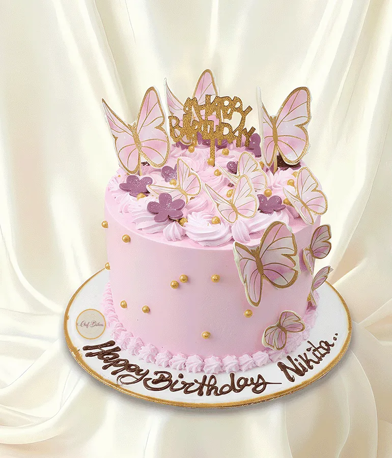 Pink Butterfly Birthday Cake