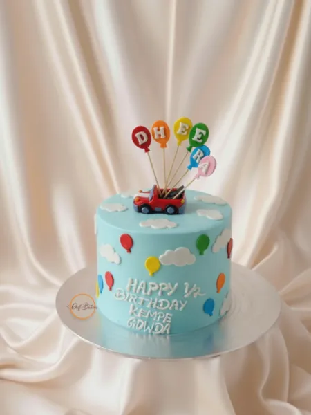 Colorful Balloon and Car Cake