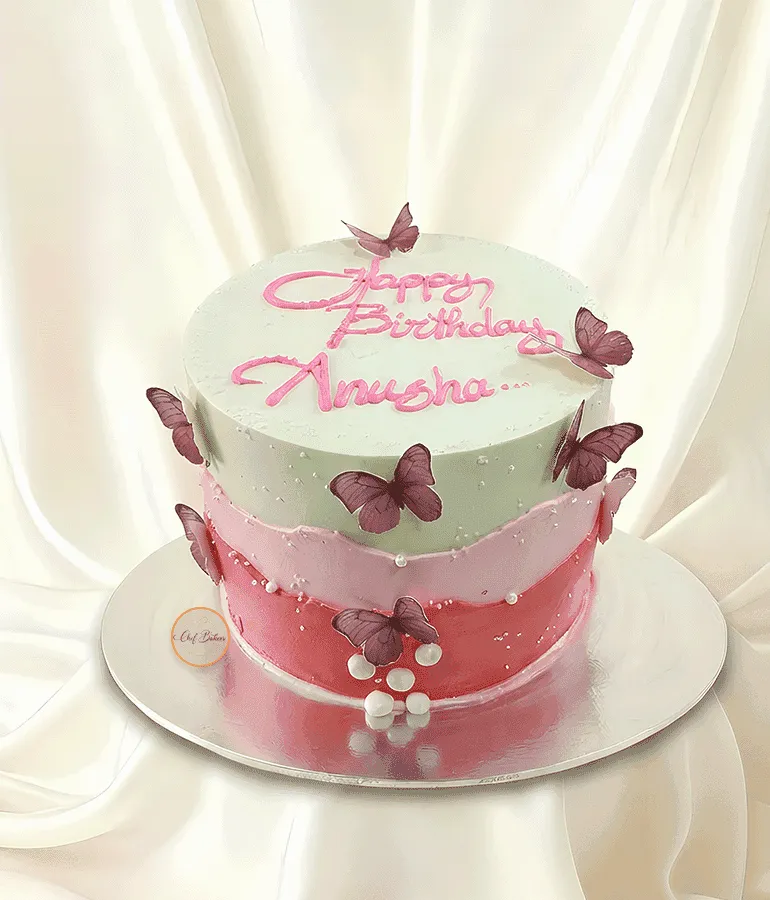 Pink Butterfly Birthday Cake